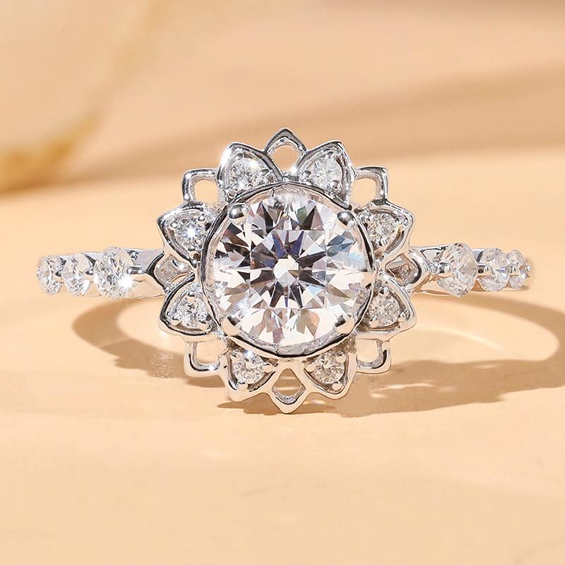 New Silver Color Ring Women Fashion Jewelry Flower Design Statement Rings Female for Party Delicate Girls Accessories Gifts