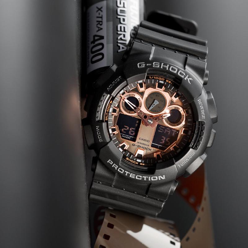 Casio Мужские часы с двойным дисплеем (жидкокристаллический/аналоговый) Серия Золотой Часы GA-100MMC-1A GA-100MMC-1A