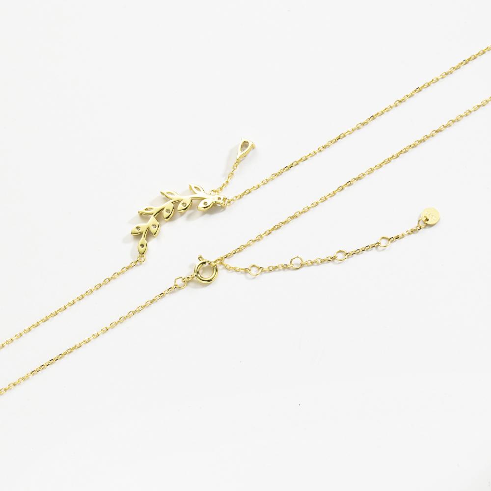 ANDYWEN Ожерелье с подвеской из стерлингового серебра 925 пробы с золотыми листьями и цирконием, длинная цепочка для женщин, 2023, роскошные ювелирные изделия с кристаллами