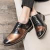 Модные новые повседневные деловые мужские кожаные туфли в британском стиле для мужчин, для торжественного платья, свадьбы, на плоской подошве, для вечеринок на открытом воздухе, повседневные нескользящие туфли