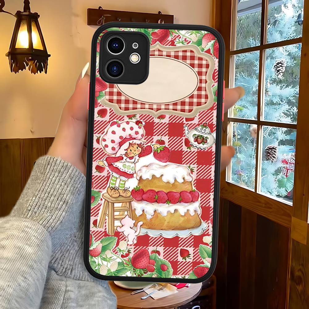 Girl Pink Strawberry S-Shortcake Phone Cases For IPhone 16 15 14 Plus 13 12 11 Pro Max Matte Oft Bumper Phone Cover
