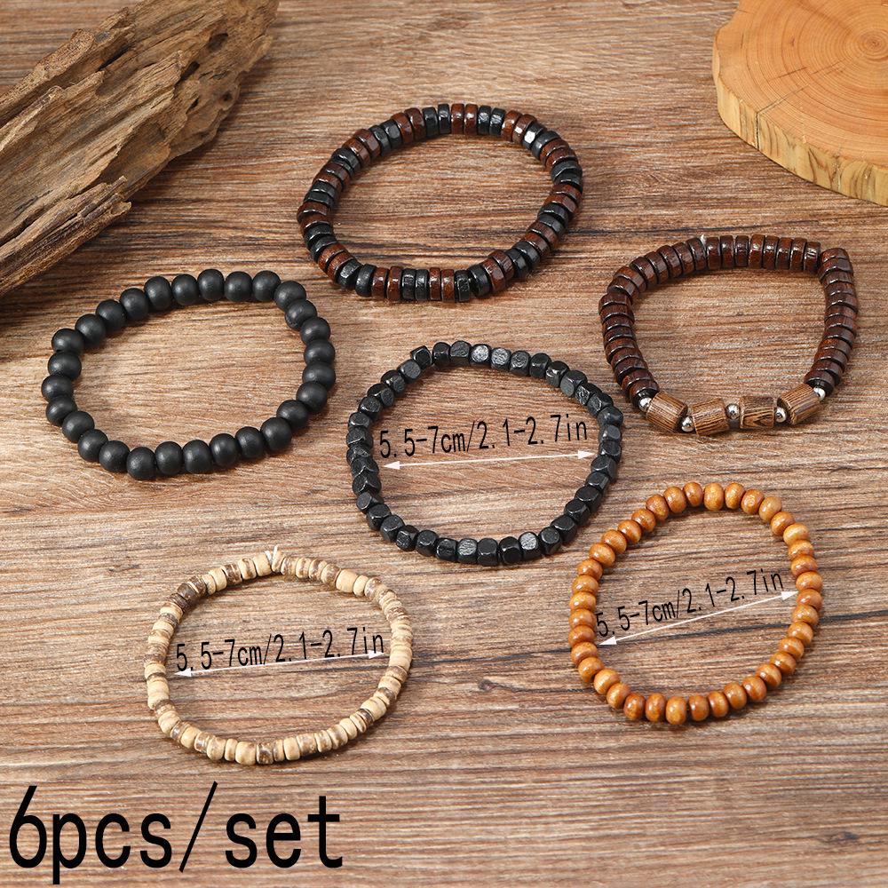 Retro Wooden Bead Men's Bracelet: Multi-Layer Handmade Jewelry