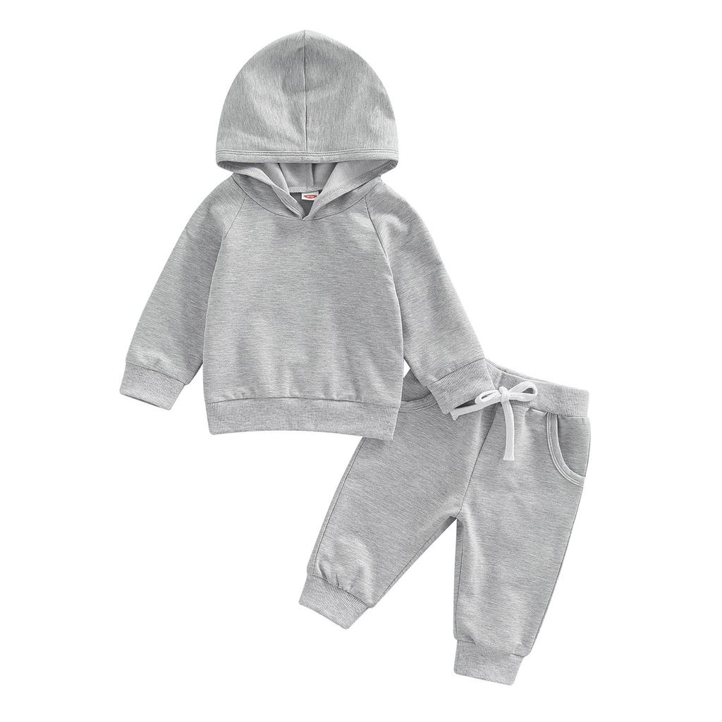 Thorn Tree Infant Baby Boys Clothes Hooded Solid Sweatshirt Top Pocket Elastic Waist Pants 2Pcs Outfits Fall Winter Outfits