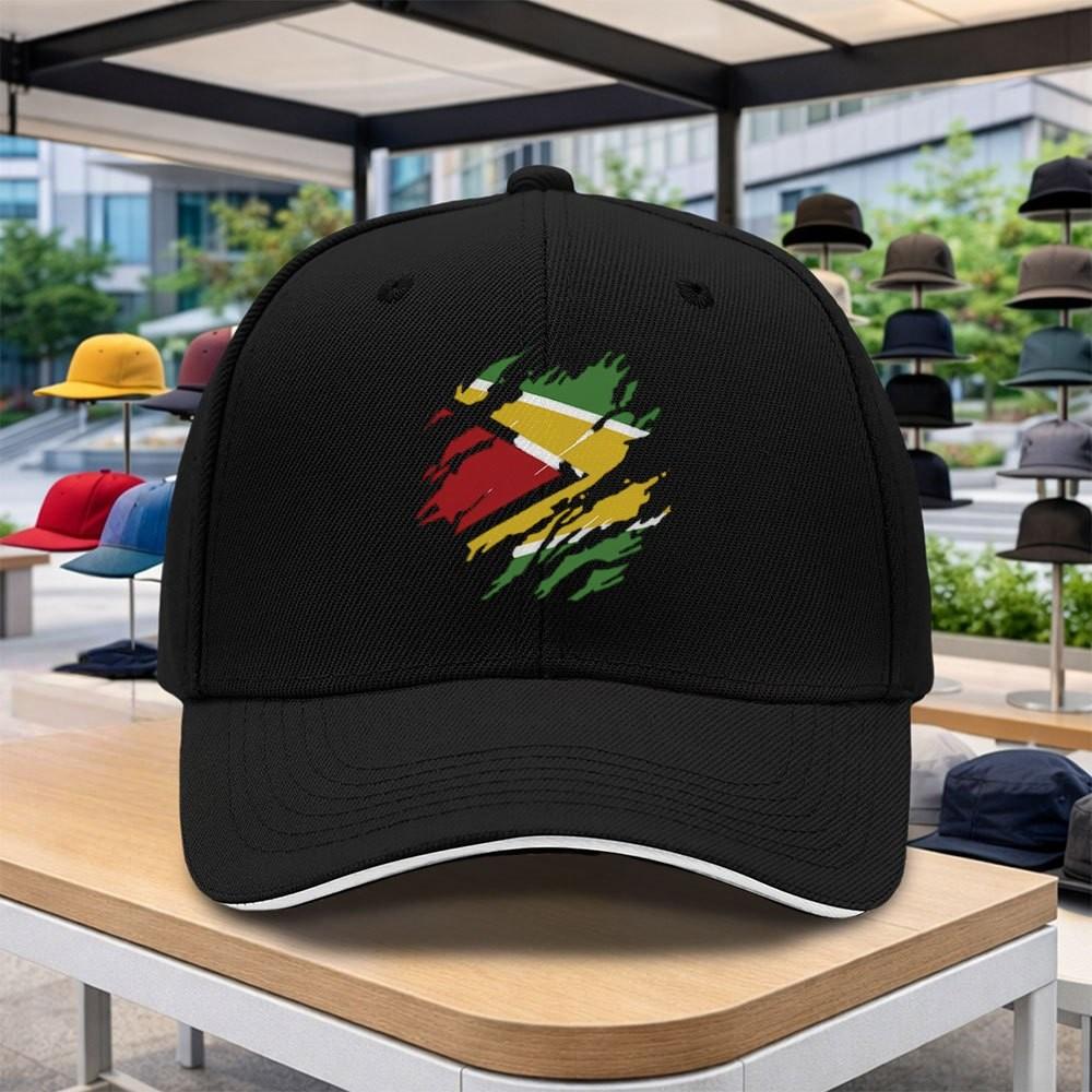 Guyana Flag Distressed Baseball Cap Unisex Adjustable Outdoor Sports Curved Brim Hat