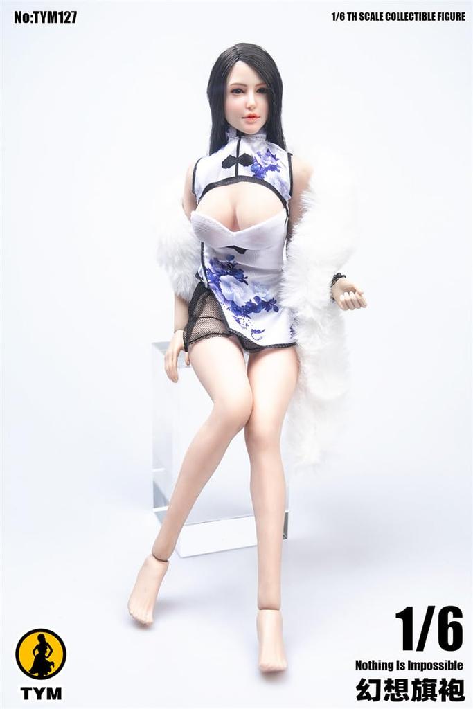 Figure Sexy Beauty Shot Chinese Dress Skirt and Shoes High Heel Set and Head Not [TOYBARJAPAN] 1/6 Accessories/TYM127 Women's (Body Included)