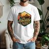 Vintage Mountain Hiker Adventure Journey Print Unisexs T Shirt Loose Short Sleeve Crew Neck Outdoor Casual Tees
