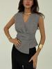 European & American Sleeveless Waist-Cinching Pullover Women's Vest In Solid Color