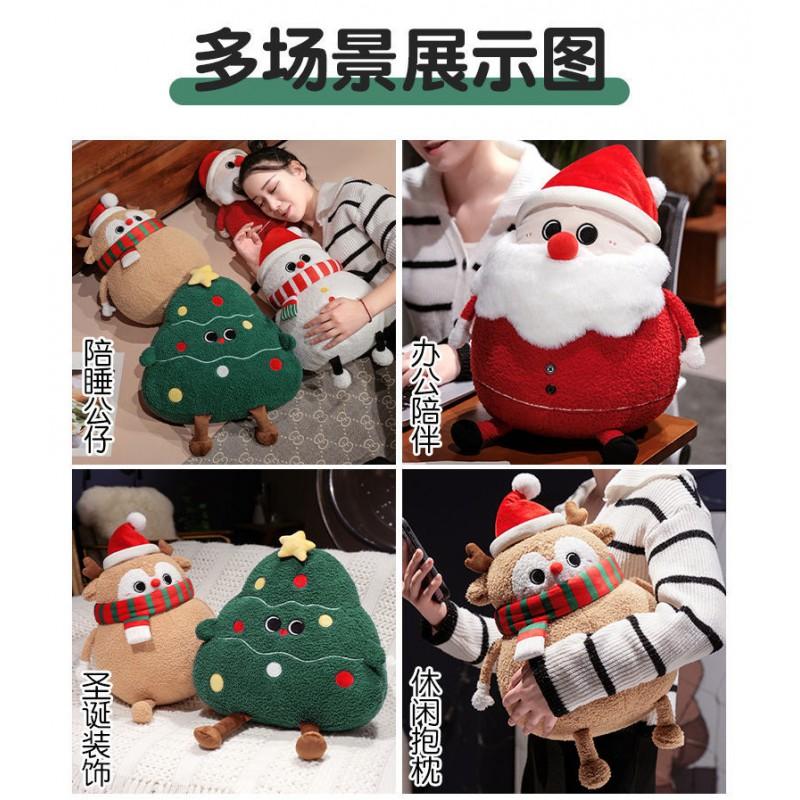 Plush Christmas Pillow Decor Set Santa Reindeer Snowman Tree Ornament Soft Toy Kids Room Holiday Home