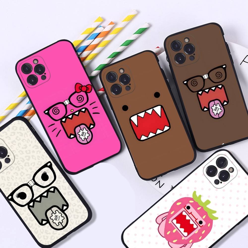 Cute Domo-Kun Black Soft Phone Case For IPhone 16 15 14 13 11 12 17 Pro Max Mini Plus