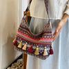 Вместительная этническая сумка с бахромой через плечо женская 2025 новая универсальная сумка-мессенджер персонализированная модная сумка под мышкой