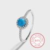 Fashionable and Creative Authentic S925 Silver Turquoise Micro-set Diamond Ring, Fashionable and Versatile