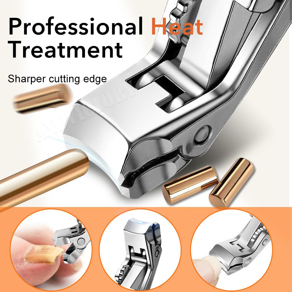1PCS Anti Splash Nail Clipper with Catcher Safety Lock Angled Head Nails Cutters Trimmer Toenail Clipper for Thick Nails Easy To Clean for Home Use