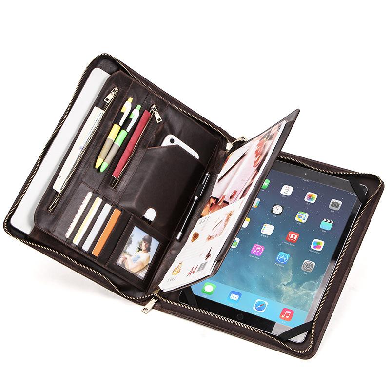 Leather Laptop Bag Portable Business Office A4 Paper Multi-Function Laptop Storage Bag