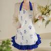 Женский кухонный фартук с карманами и капюшоном, хлопковый фартук с цветочной вышивкой, легкий дышащий фартук для готовки, кулинарный фартук в винтажном стиле с кружевными оборками