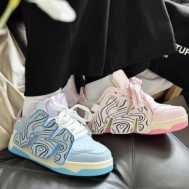 New China-Chic Small Couple Skateboarding Shoes Versatile Double Shoes Ropes Male and Female Leisure Student Fashion Sneakers