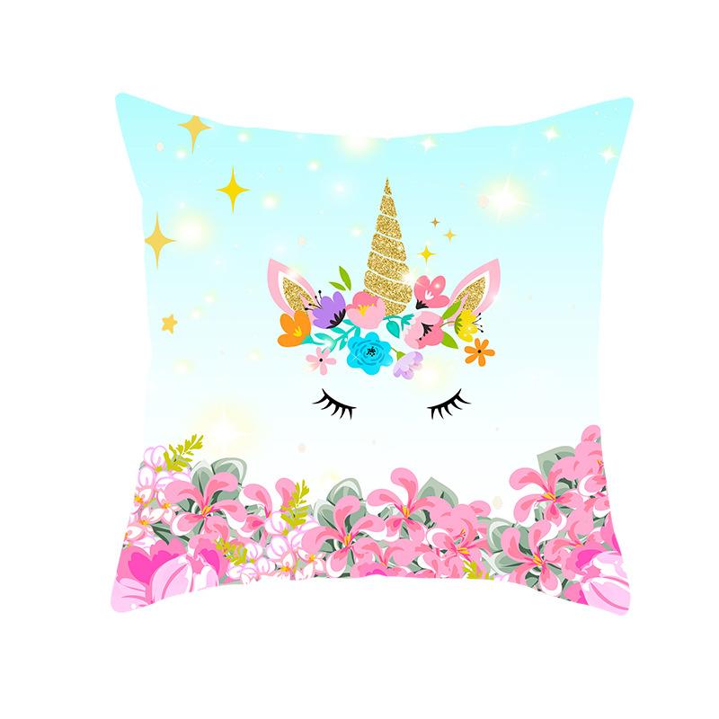 Подушка для домашнего декора с героями мультфильмов, фиолетовая наволочка с единорогом, Радужная наволочка для восхода солнца, дивана, наволочка