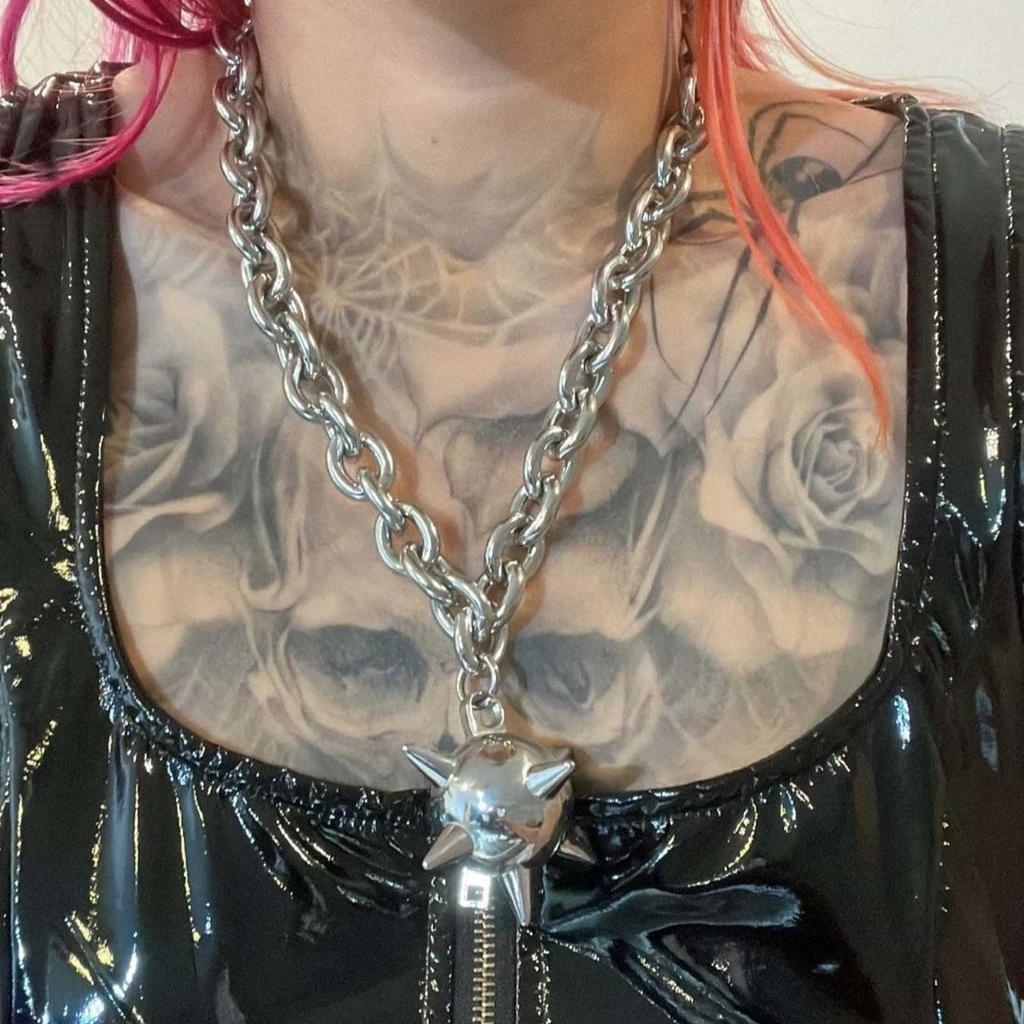 Готическая Punk-стиль Заклепка Шип-образный Шарик Подвеска Ожерелье для Мужчин Женщин Хип-хоп Рок Y2k Эстетика Ювелирные Изделия Аксессуары Подарки