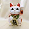 Castle Enterprise Good Luck and Fortune Bringer, Made In Japan, Maneki Neko (Tokoname Ware), 7 Inches, Left, White