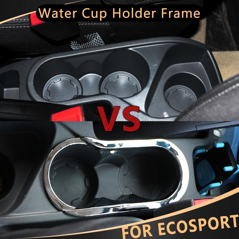 Хромированный автомобильный держатель для чашки воды из АБС-пластика, декоративная рамка, наклейка, отделка блестками для Ford Ecosport 2013-2017, салон с левым рулем