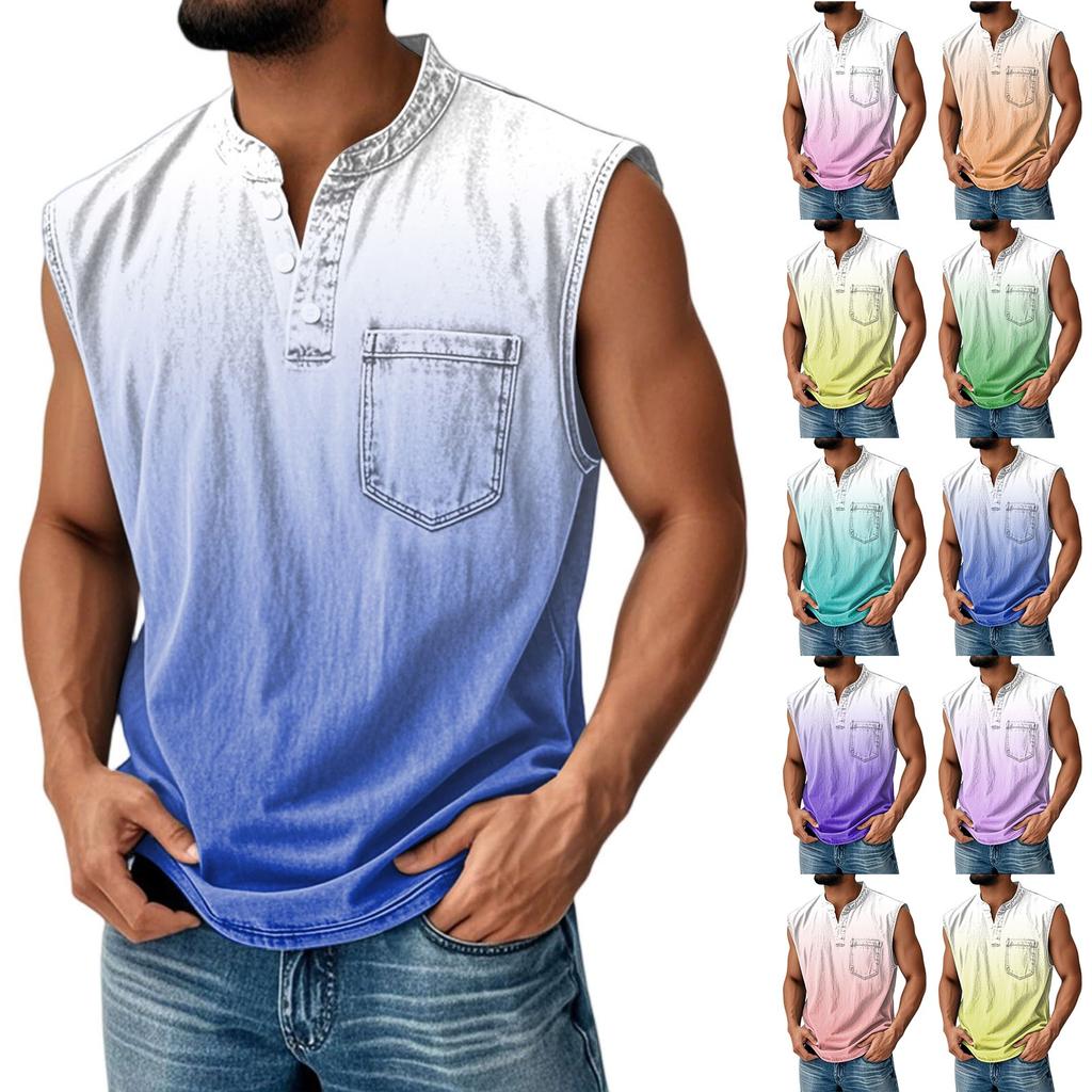 Мужская состаренная рубашка без рукавов с градиентным принтом