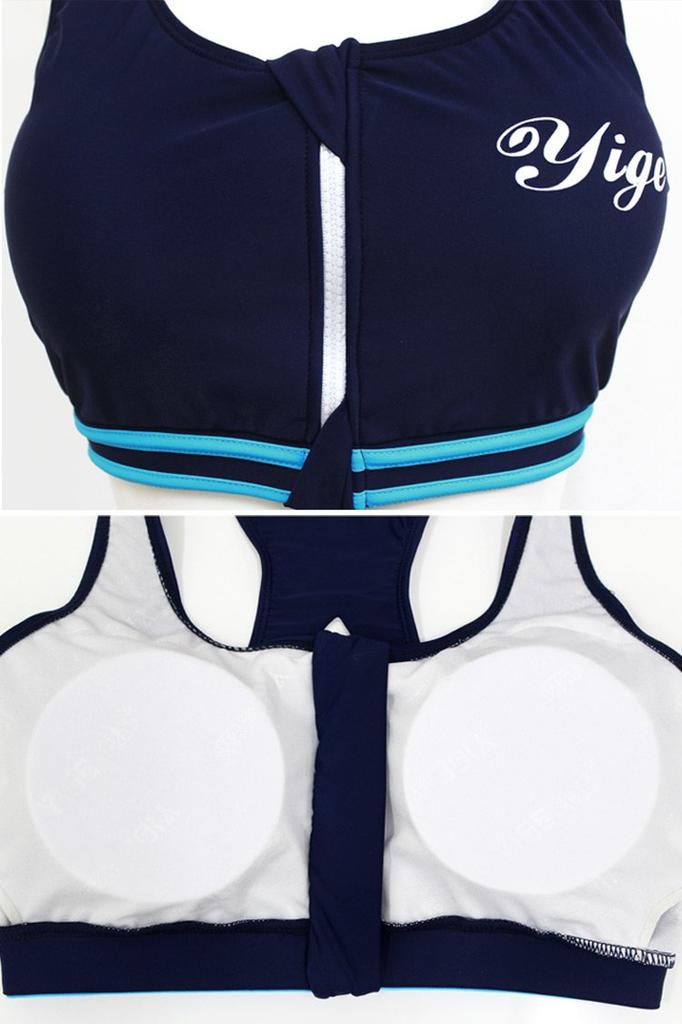 Женский купальник для фитнеса Teddy, набор из 3 предметов с танкини и раздельным верхом, рашгард с коротким рукавом и шорты, спортивный стиль hys1207-A (Синий, размер L (9))