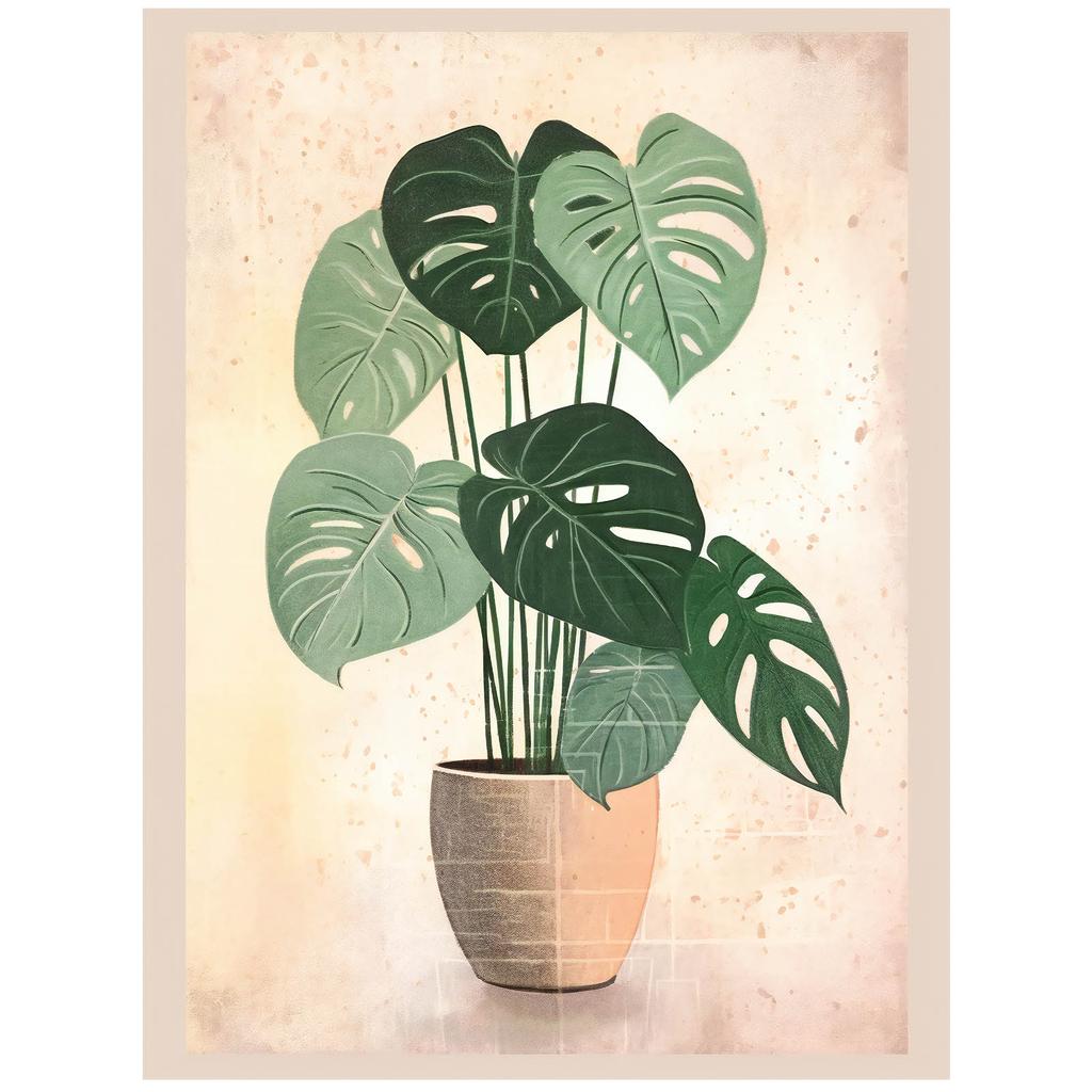 Monstera In a Pot Monstera In a Pot, 30X40 Cm, Gold Aluminum Frame, 230 Gsm Matte Paper