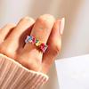 Geometric Bright Multicolor CZ Stone Ring Young Lady Fashion Finger Accessories Trendy Engagement Band Jewelry for Women