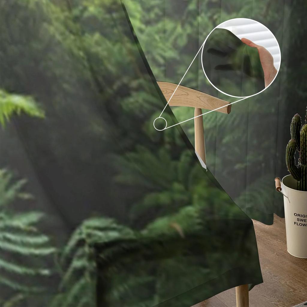 Прозрачные шторы с тропическим лесом и утренним туманом для гостиной, окна, прозрачная вуаль, тюлевая занавеска, шторы для спальни, домашний декор