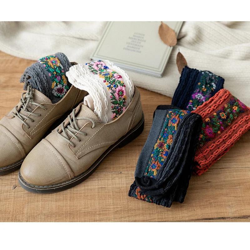 Модные классические женские носки с цветами для платья, милые женские носки на весну и осень для женщин, милые носки, креативные подарки, аксессуары