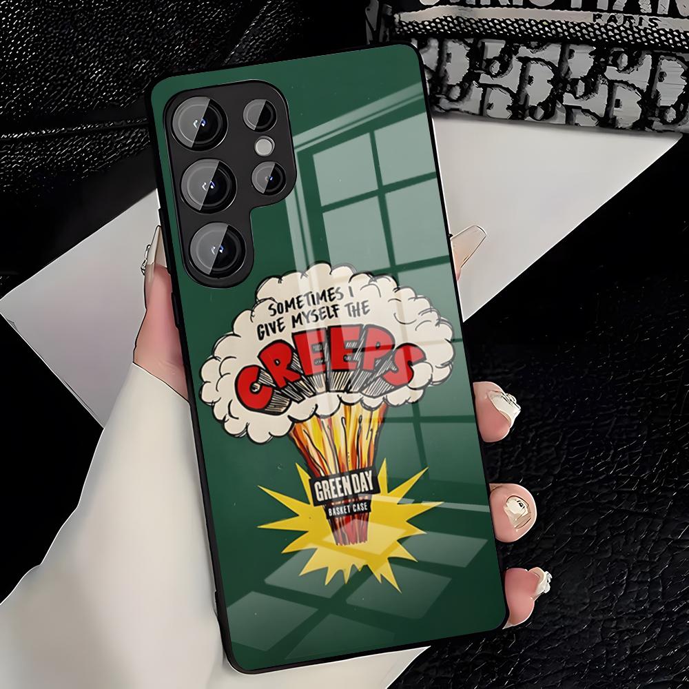 Чехол для телефона с изображением группы G-Green Day для Samsung A25 A13 A33 5G A54 A36 A35 A56 A52 A14 Ударопрочная стеклянная крышка