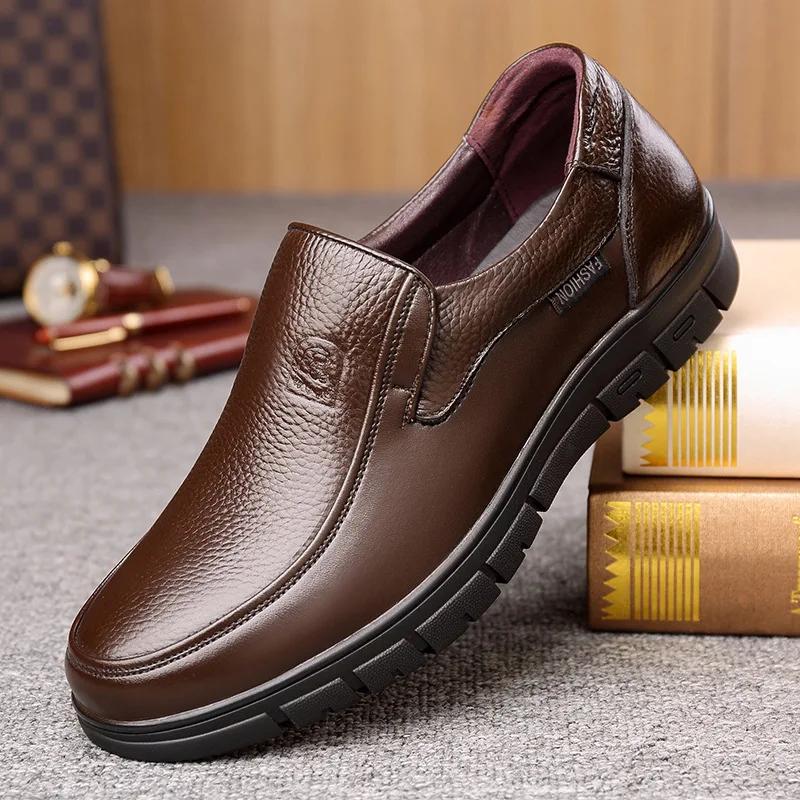 Genuine Leather Casual Shoes For Men Flat Platform Walking Shoes Outdoor Footwear Loafers Breathable Sneakers