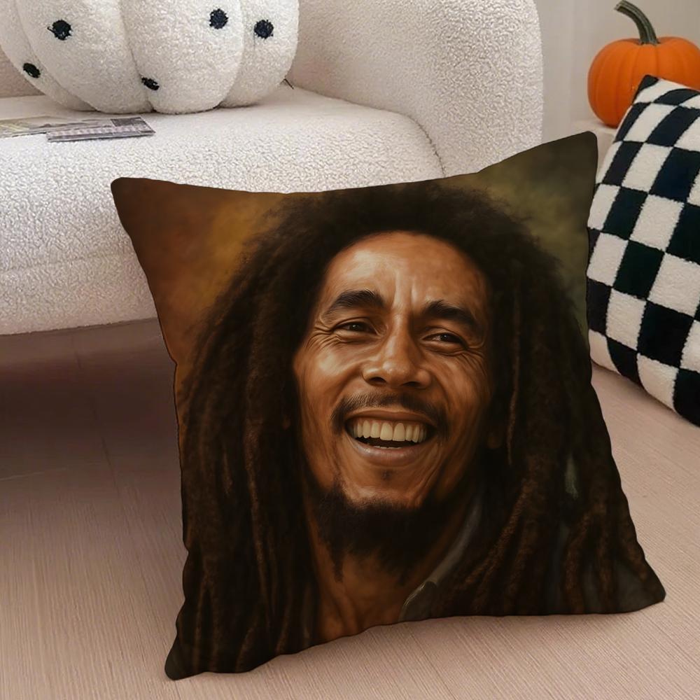 Legendary Jamaican Singer BBob MMarley Cushion Cover Throw Pillow Cover Hidden Button Durable Polyester Chair Cushion