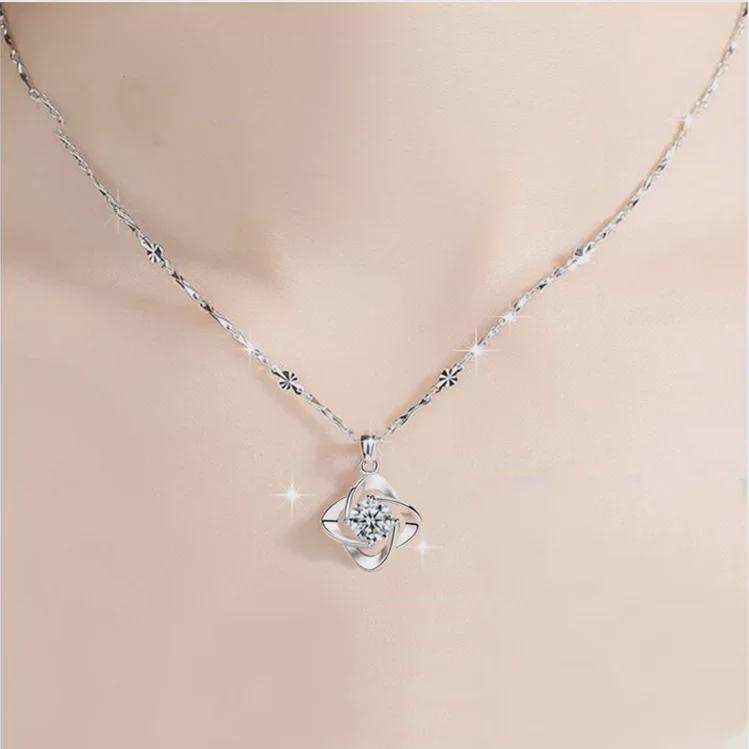 Ожерелье с четырехлистным клевером, посеребренное S925 - идеальный подарок на день рождения для девушки или жены