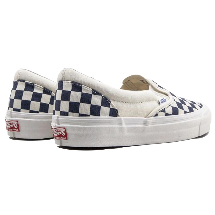 Vans Темно-синие кроссовки унисекс без шнуровки OG Classic Slip-On LX в шахматном порядке, белые VN0A32QNP4I