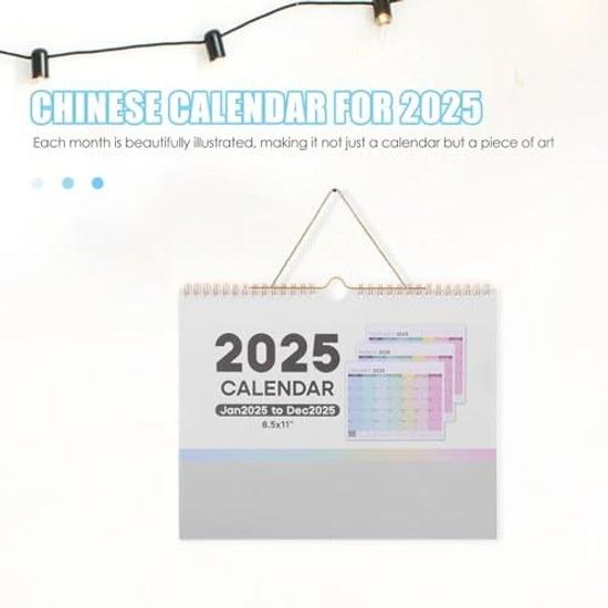 Annual Wall-Mounted Monthly Calendar Schools Himekuri Style One Month Spread Paper Easy Write Clear Printing Space-Saving Design Usable Offices Homes