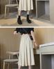 Women's High-Waist A-Line Skirt: Mid-Length, Solid Colors, Beige or Black, Year-Round Wear