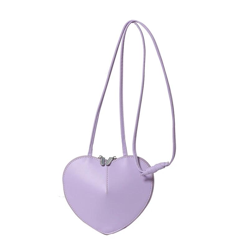 Мягкие сумки через плечо из искусственной кожи в форме сердца для женщин, новые модные однотонные маленькие сумки через плечо, дизайнерские роскошные сумки на молнии