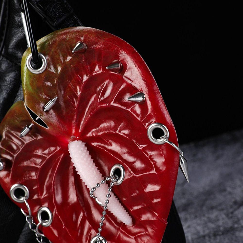 Leaves Phalaenopsis Orchid Keychain Puncture Rivet Bag Pendant  Women Girls