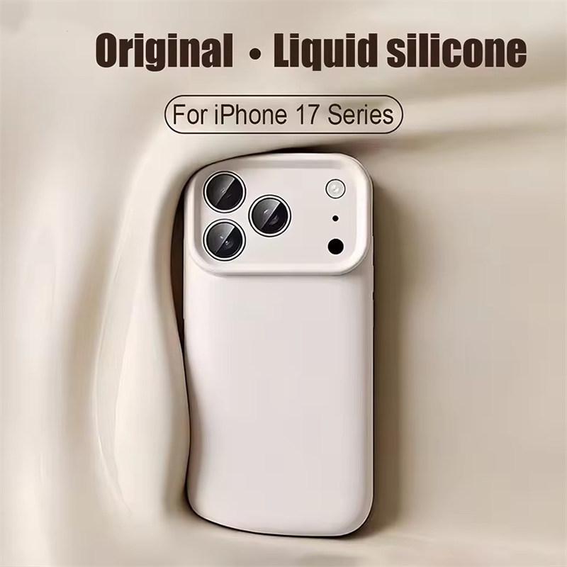 Высококачественный защитный чехол из жидкого силикона для iPhone 17 Air 16 15 14 13 12 11 Pro Max Plus 16E 17 Pro Max Защита камеры Матовый Мягкий чехол