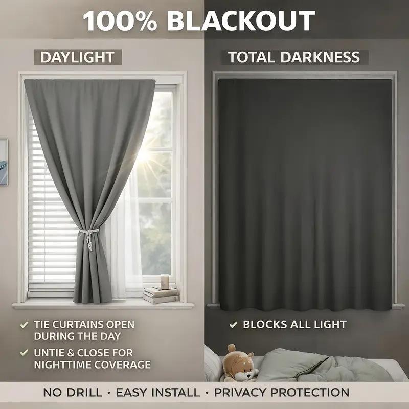 Самоклеящиеся шторы для окон Total Blackout Без сверления Термоизолирующие Blind на липучке для спальни балкона