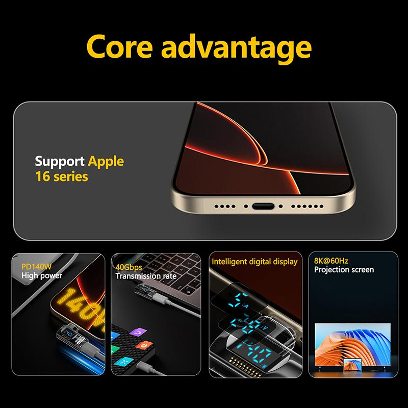 1 шт. 90-градусный USB-адаптер C для цифрового дисплея, адаптер типа C Pd 140 Вт, разъем USB-C «папа-мама»