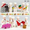 M1635 Chef Building Block Figurine Restaurant Kitchen Cooking Scene Simulation Food Play House Toys