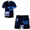 New Summer New Mobile Technology 3D Print Casual Tracksuit Men's Suit Short Sleeve T-Shirt + Sports Shorts 2 Piece Set