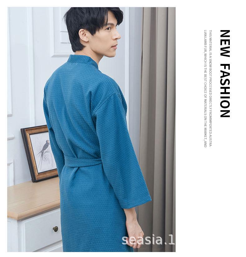 Халат из чистого хлопкового вафельного хлопка Asia: Легкий, быстросохнущий, влагопоглощающий халат унисекс для весны, лета и осени.