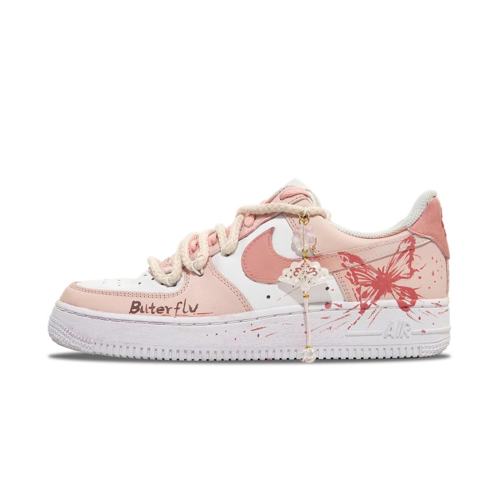 Nike Air Force 1 Abrasion Resistant Slip Resistant Low top Skateboard Shoes Women's Pink White DD8959-100(Team546-)