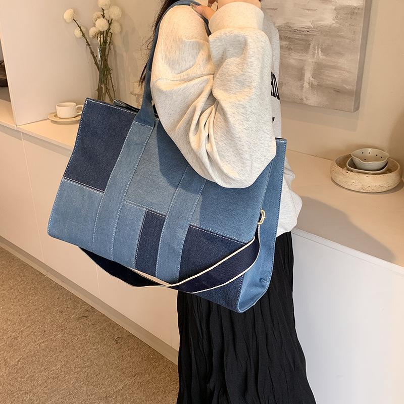 Джинсовая сумка большой вместимости Женская новая сумка через плечо Сумка-тоут для поездок