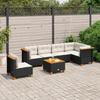 VidaXL Garden Lounge Set 7 Pcs with Cushions Black Wicker 3261875