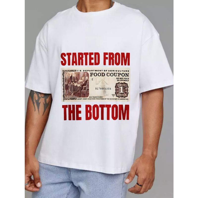 Белая футболка с принтом купона на еду и надписью Started From The Bottom для повседневной носки
