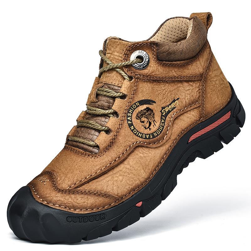 Новые зимние мужские ботинки для альпинизма, теплые, удобные, противоударные, со шнуровкой, ботинки для снега из натуральной кожи