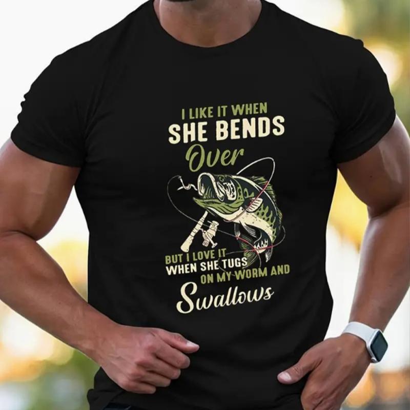 Новая летняя мужская модная футболка с принтом «рыболовная удочка», мужская футболка, топ